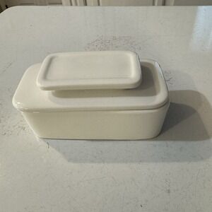 Talisman Designs White Ceramic Butter Bell / Butter‎ Crock 1 Stick  Rectangular